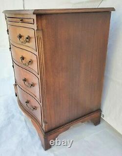 Vtg Banded Walnut Bachelor Chest Dresser / Large Nightstand with Pull Out Shelf