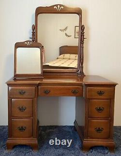 Vtg Mahogany Bedroom Set Dresser Chest Drawers Vanity Mirror Bed Frame Federal