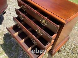 Vtg Mahogany Queen Anne Silverware flatware Silver Chest cabinet box drawers