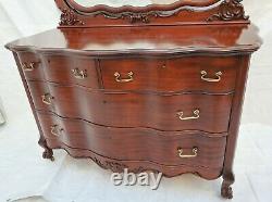 Vtg Victorian Large Mahogany American Dresser Chest with Mirror Circa 1900's