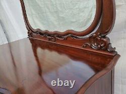 Vtg Victorian Large Mahogany American Dresser Chest with Mirror Circa 1900's