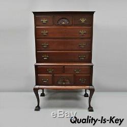 W. A. Hathaway Mahogany Ball & Claw Chippendale Style Highboy Tall Chest Dresser