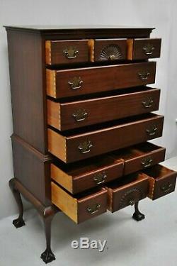 W. A. Hathaway Mahogany Ball & Claw Chippendale Style Highboy Tall Chest Dresser