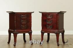 Williamsport Furniture Co. Vintage Mahogany Pair 3 Drawer Chests Nightstands